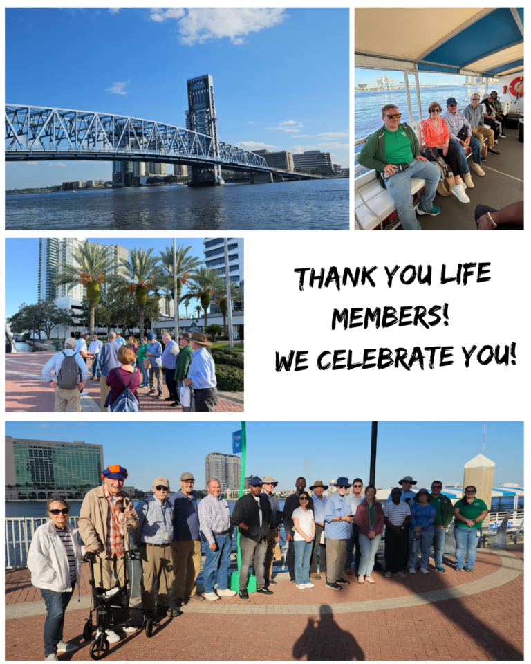 On November 7th 2025, we held the ASCE Jacksonville Branch Life Member Celebration, highlighted by the River Taxi Tour. This tour served as an occasion to honor the dedication of our life members, whose contributions have significantly shaped the civil engineering community in Jacksonville.